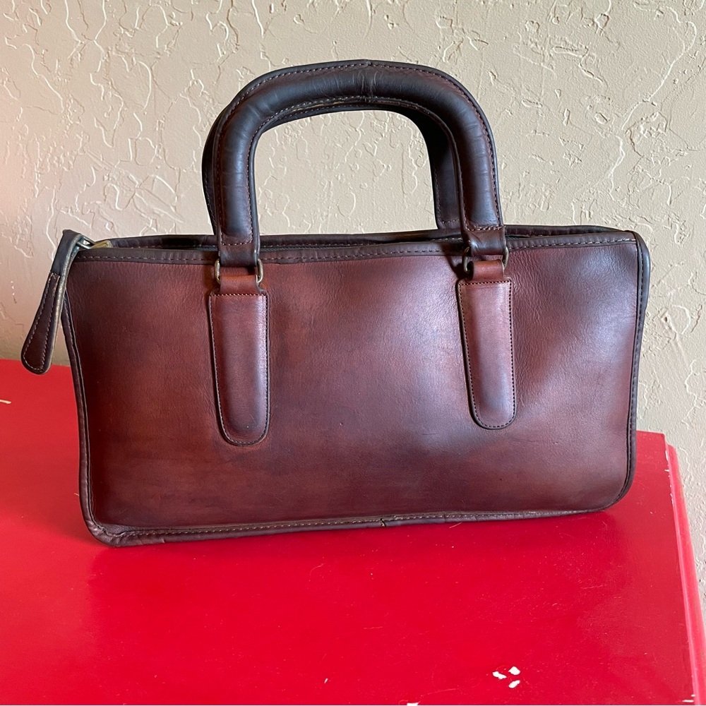 Vintage Coach Slim Satchel Compact Bonnie Cashin Brown Glove Tanned Leather‎